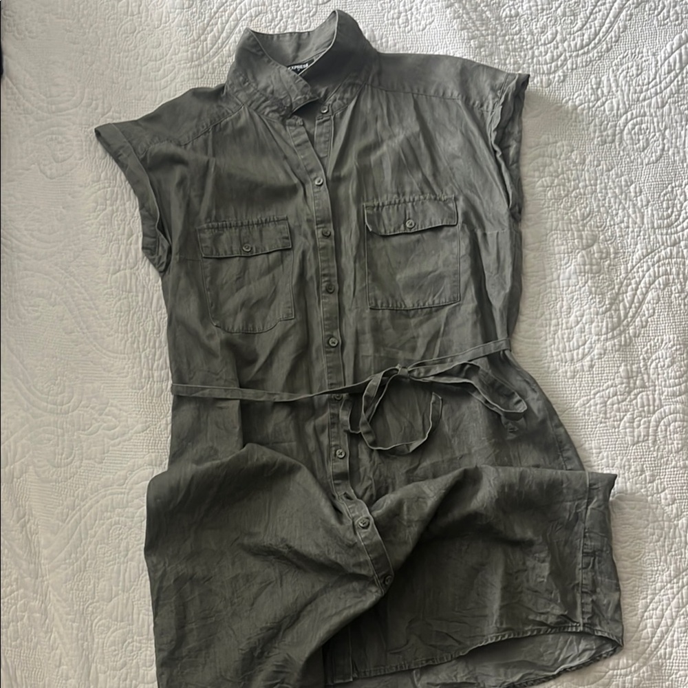 3/$30 Olive Green Button-Down midi dress